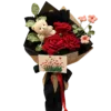 midnight red rose bear bouquet front view