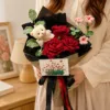 midnight red rose bear bouquet hanging display