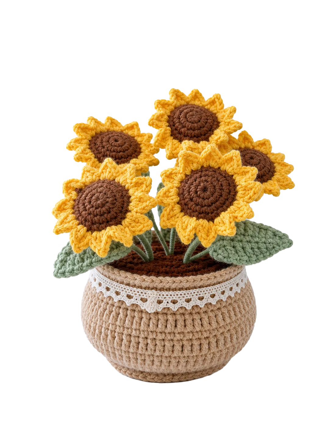 multi bloom sunflower pot ornament detail view