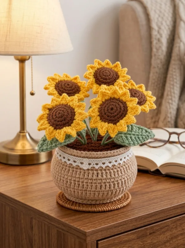 multi bloom sunflower pot ornament gift view