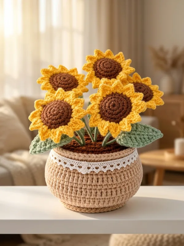 multi bloom sunflower pot ornament product view