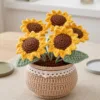 multi bloom sunflower pot ornament texture view