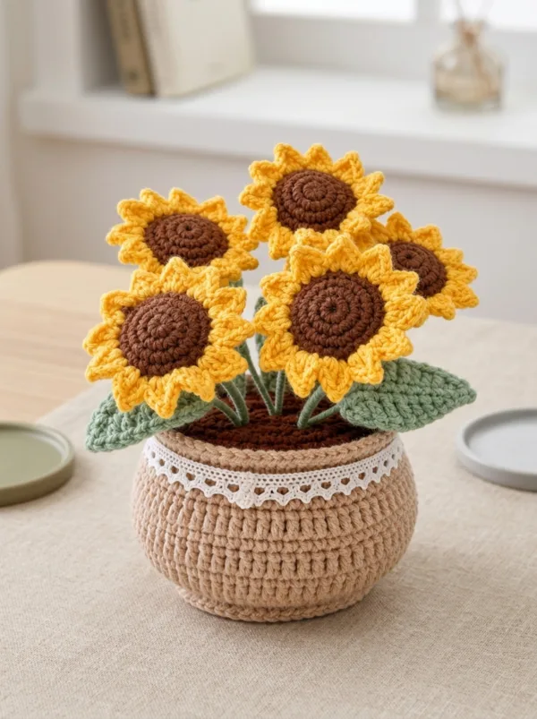 multi bloom sunflower pot ornament texture view