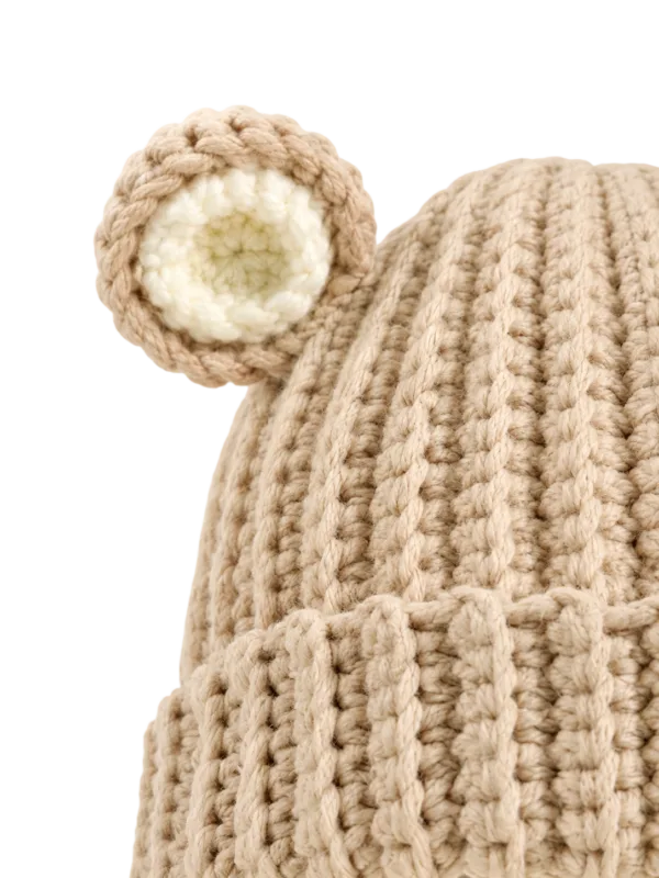 oat bear ear bonnet close up detail