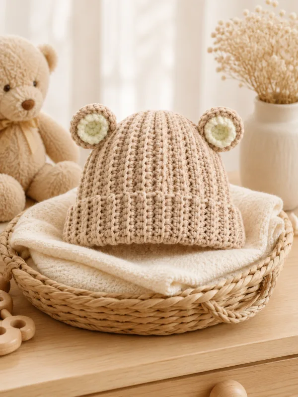 oat bear ear bonnet top view
