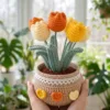 orange yellow tulip pot ornament close detail