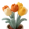 orange yellow tulip pot ornament close up detail