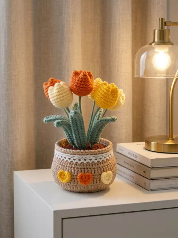 orange yellow tulip pot ornament gift view