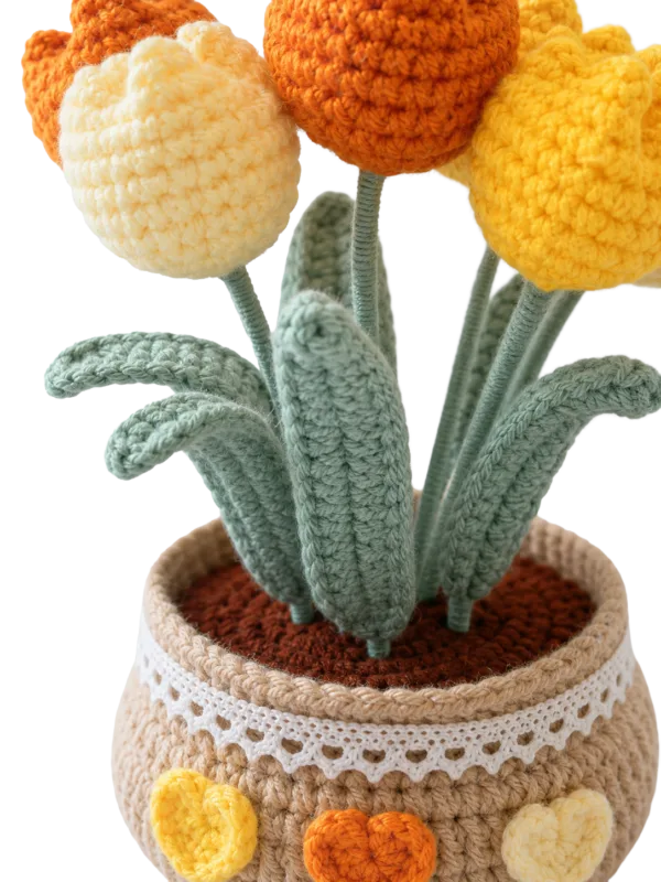 orange yellow tulip pot ornament main image