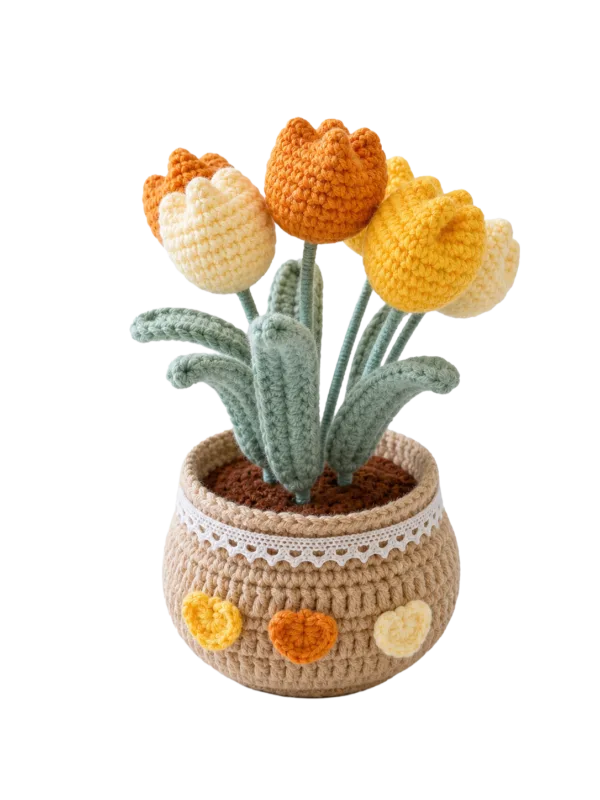 orange yellow tulip pot ornament soft detail