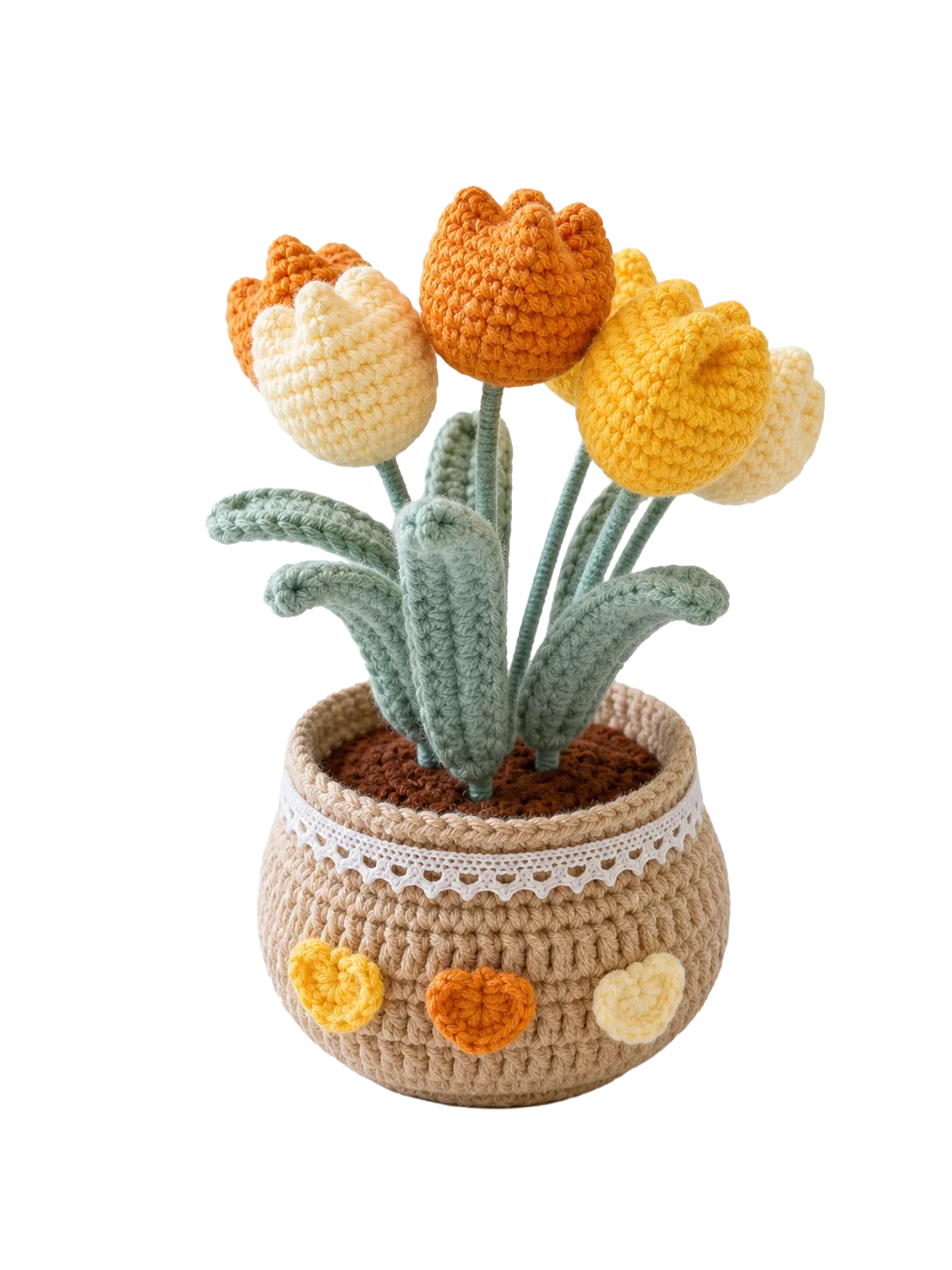 orange yellow tulip pot ornament soft detail