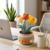 orange yellow tulip pot ornament styled view
