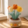 orange yellow tulip pot ornament top view