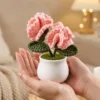 pink carnation white pot ornament detail view