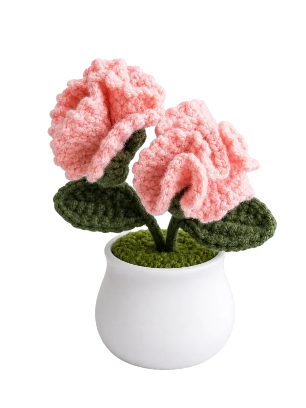 pink carnation white pot ornament front view