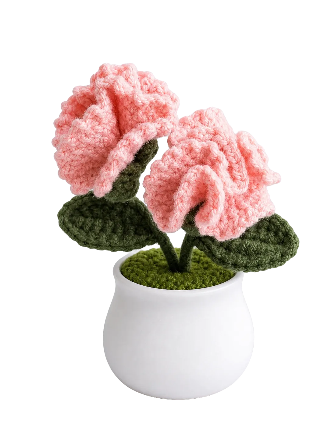 pink carnation white pot ornament front view