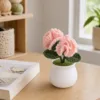pink carnation white pot ornament lifestyle scene
