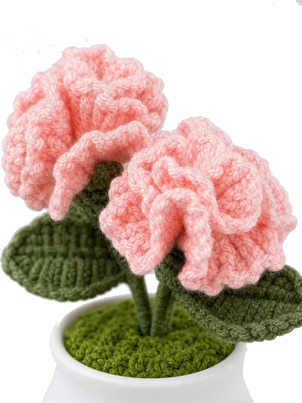pink carnation white pot ornament styled view