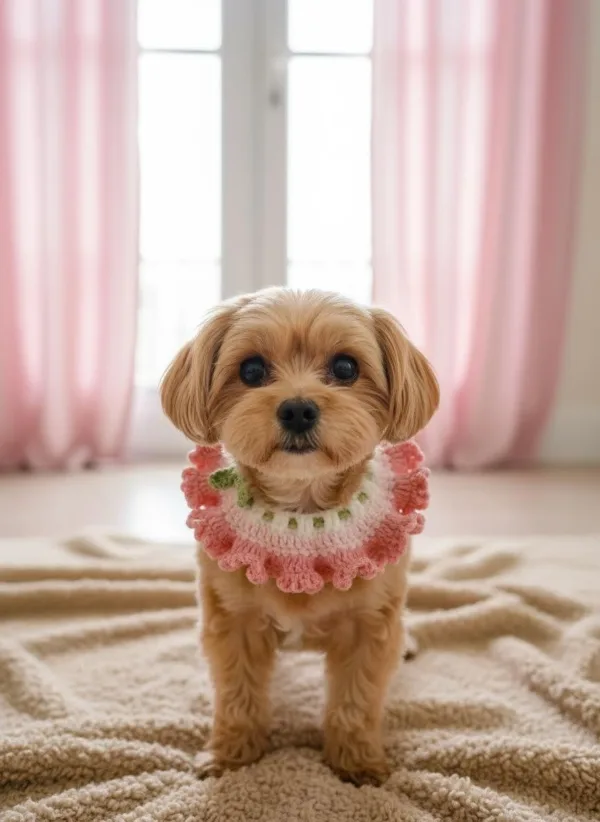 pink clover pet scarf lifestyle scene