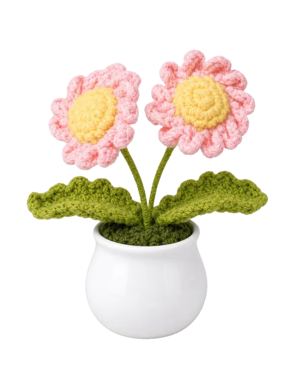 pink double flower pot decoration front view