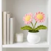 pink double flower pot decoration texture view