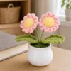 pink double flower pot decoration top view