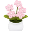 pink flower white pot ornament front view