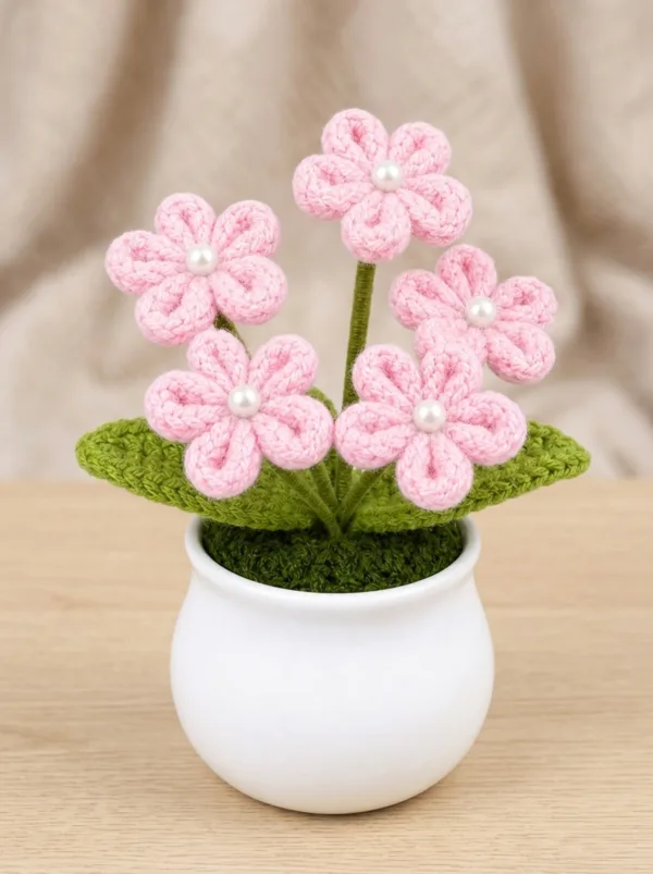 pink flower white pot ornament main image