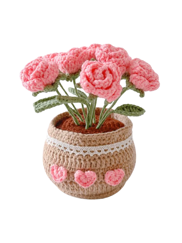 pink rose pot ornament close detail