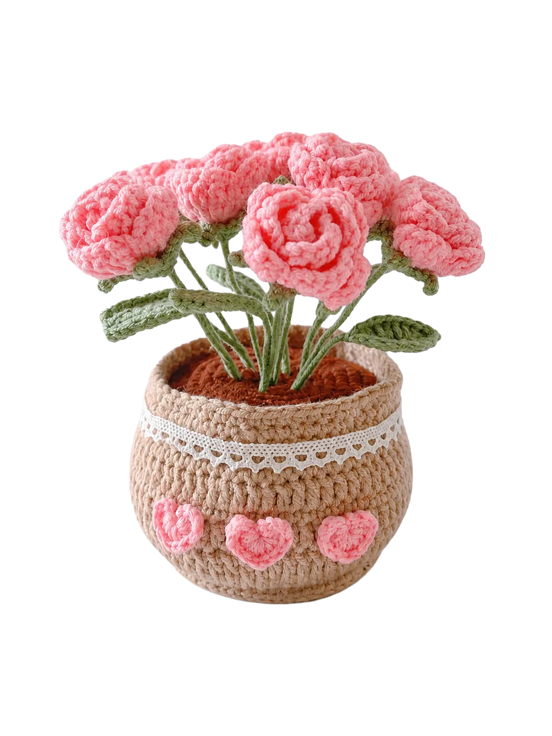 pink rose pot ornament close detail