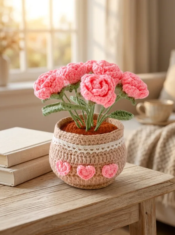 pink rose pot ornament product view
