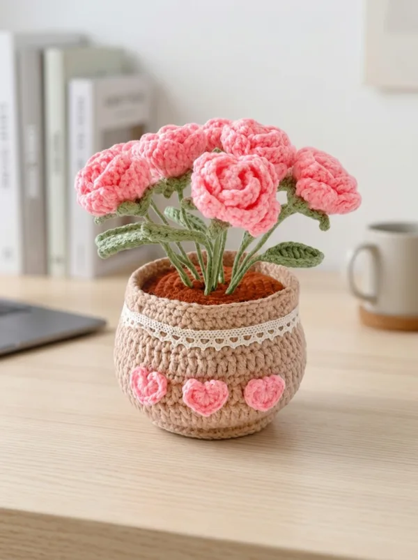 pink rose pot ornament texture view