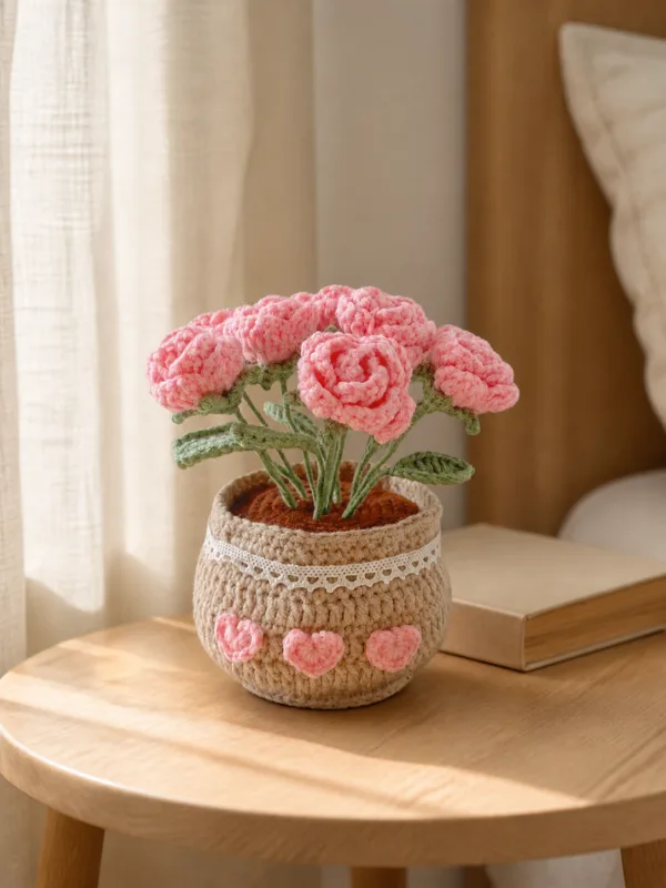 pink rose pot ornament top view