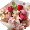 pink tulip daisy gift bouquet angled view