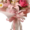 pink tulip daisy gift bouquet close up detail