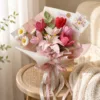 pink tulip daisy gift bouquet lifestyle scene