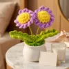purple double flower pot decoration detail view