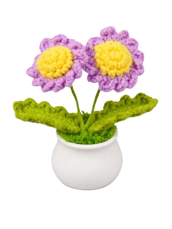 purple double flower pot decoration front view