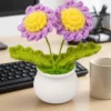 purple double flower pot decoration texture view