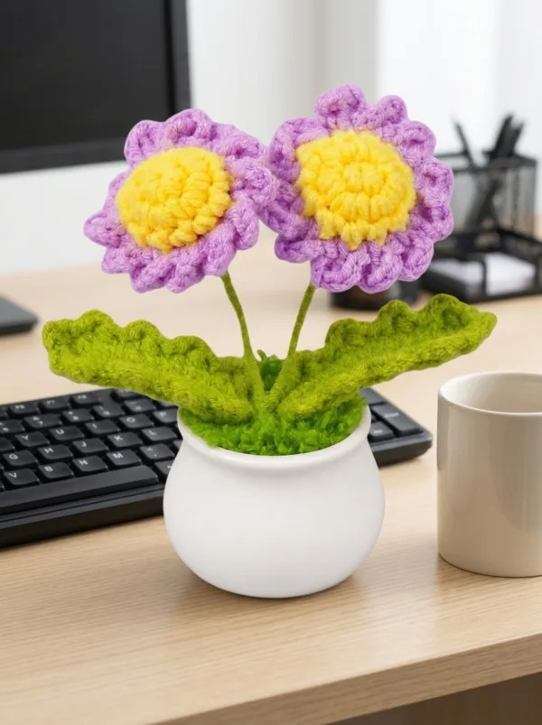 purple double flower pot decoration texture view