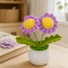purple double flower pot decoration top view