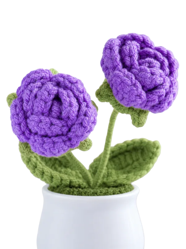 purple flower white pot ornament close up detail