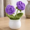 purple flower white pot ornament detail view