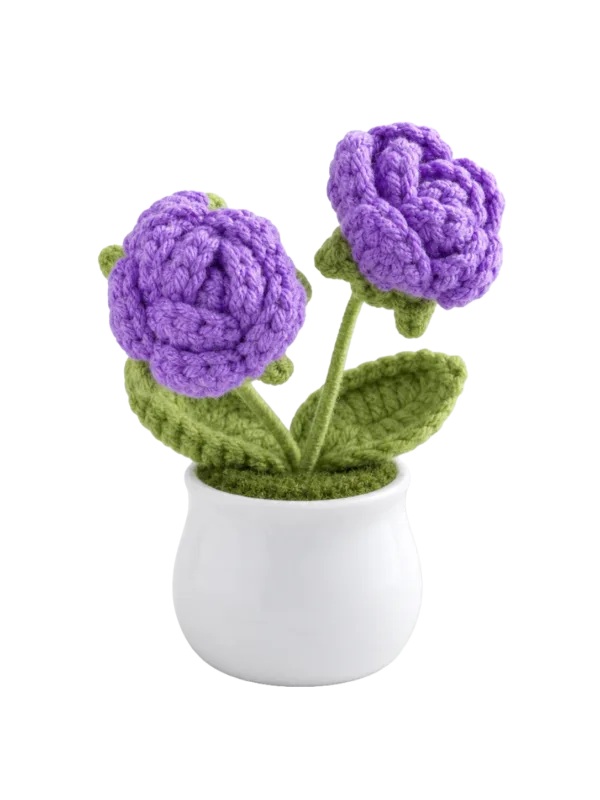 purple flower white pot ornament main image