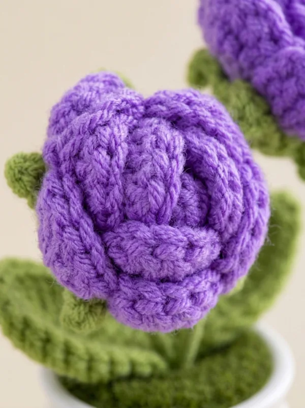 purple flower white pot ornament product view