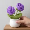 purple flower white pot ornament styled view