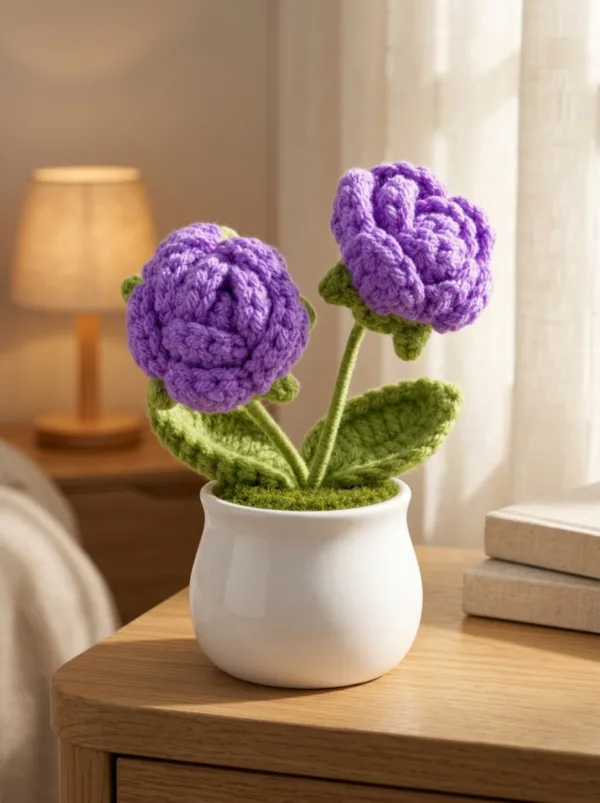purple flower white pot ornament texture view