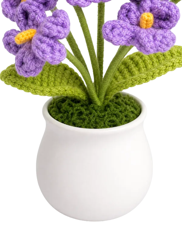 purple forget me not pot ornament close up detail