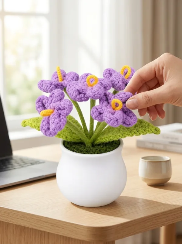 purple forget me not pot ornament display view