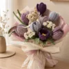 purple tulip daisy gift bouquet lifestyle scene